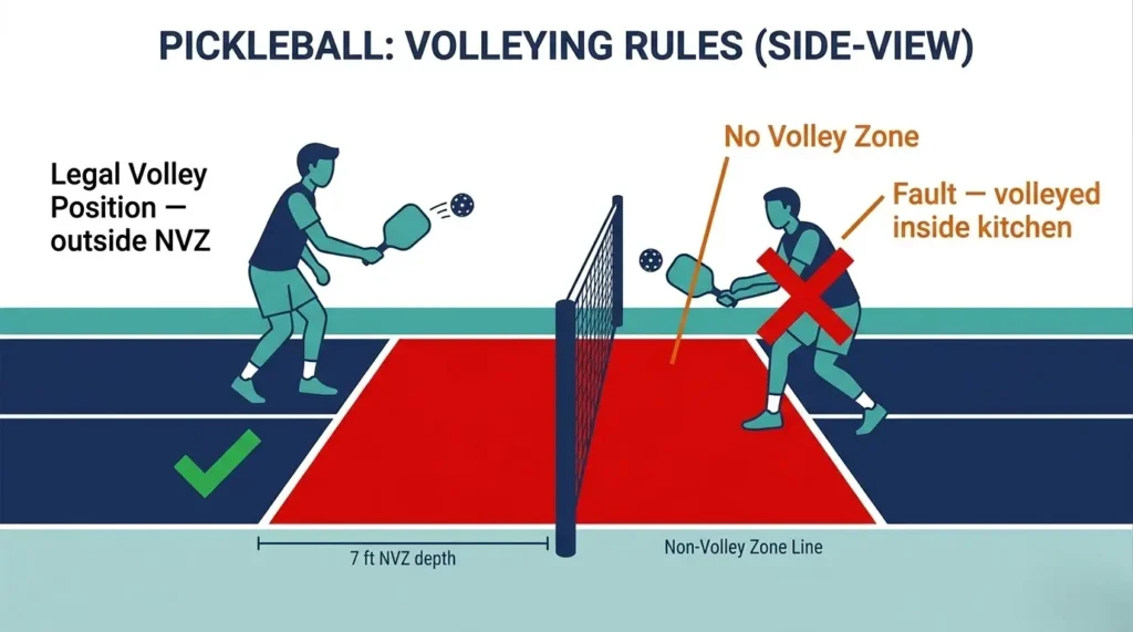 pickleball kitchen NVZ rules illustration